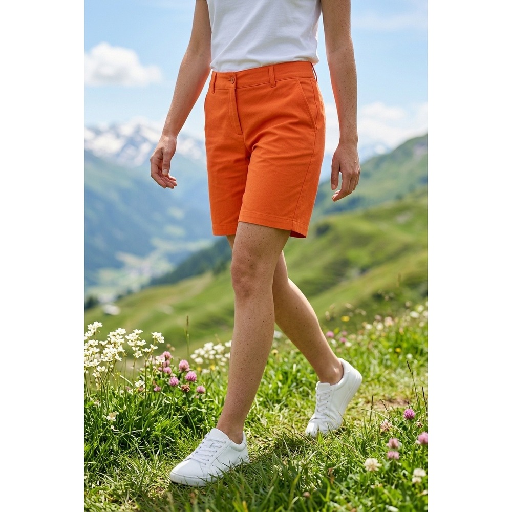 EP Pro Womens Golf Shorts Orange Bermuda Knee Length Stretch Size 4